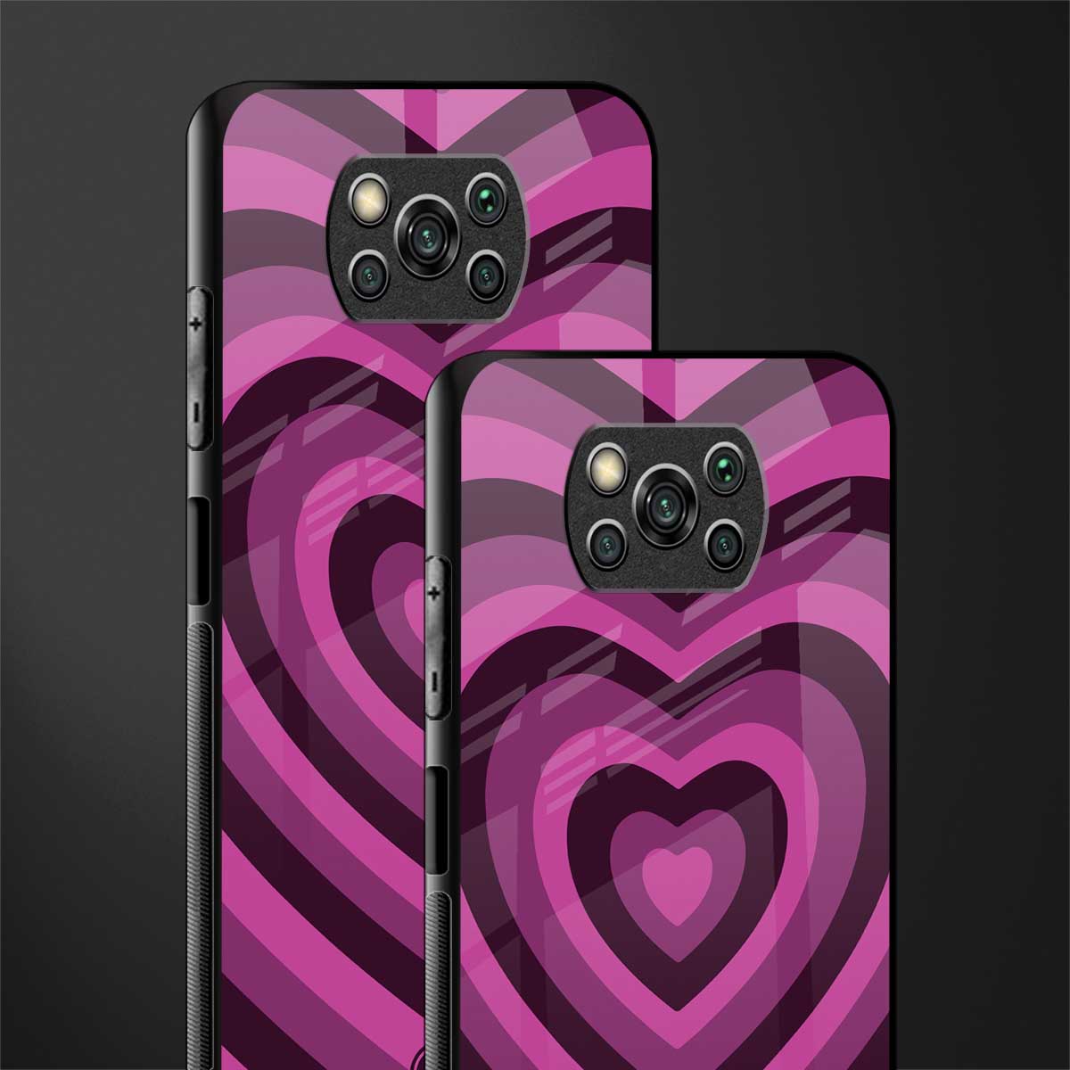 y2k burgundy hearts aesthetic glass case for poco x3 pro image-2