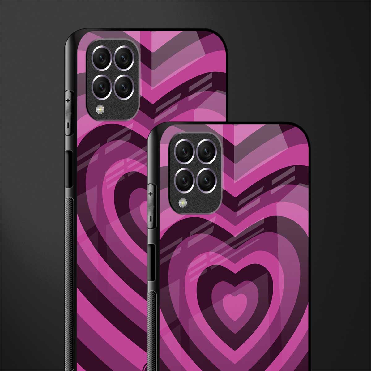 y2k burgundy hearts aesthetic glass case for samsung galaxy f62 image-2