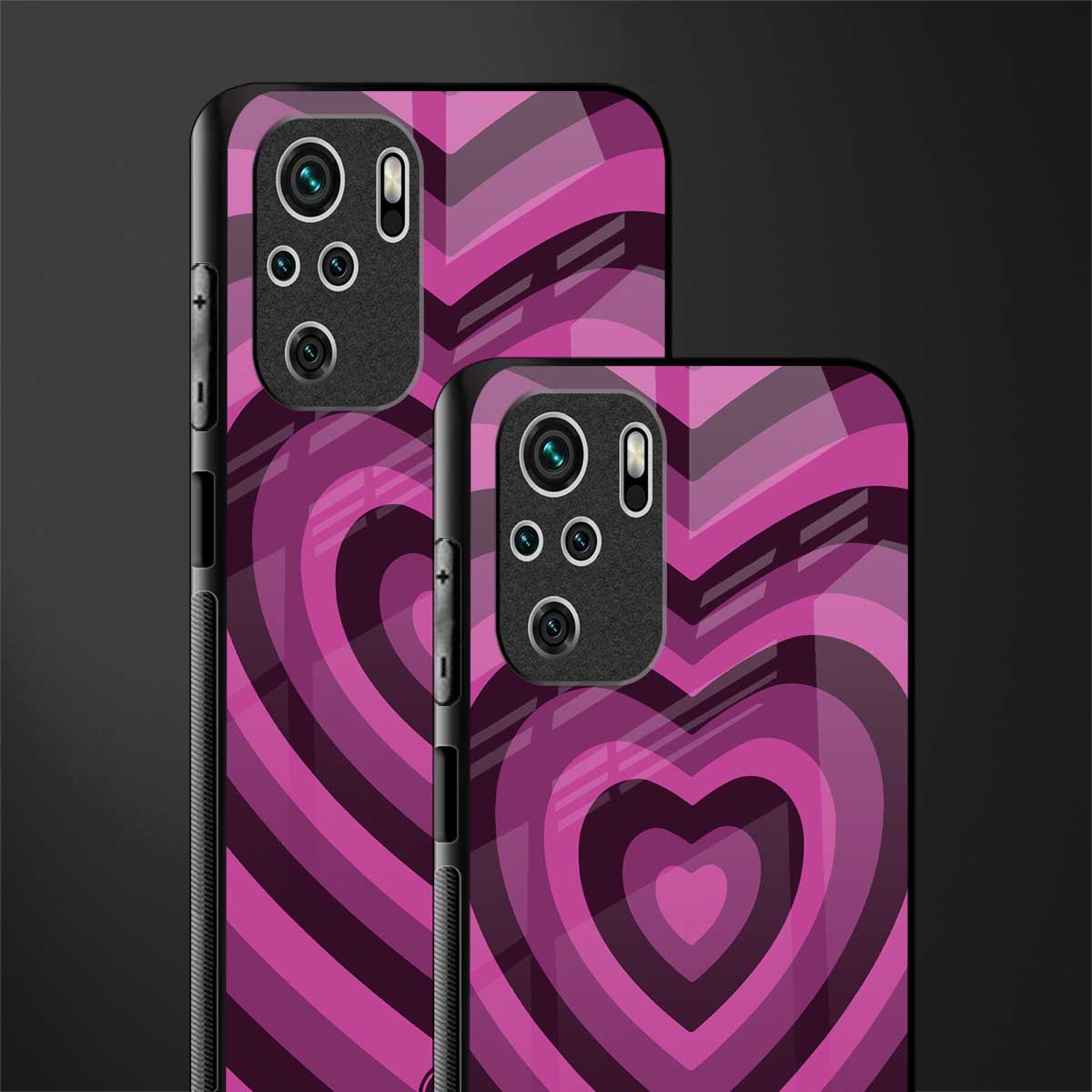 y2k burgundy hearts aesthetic glass case for redmi note 10 image-2