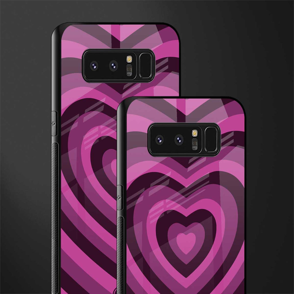 y2k burgundy hearts aesthetic glass case for samsung galaxy note 8 image-2