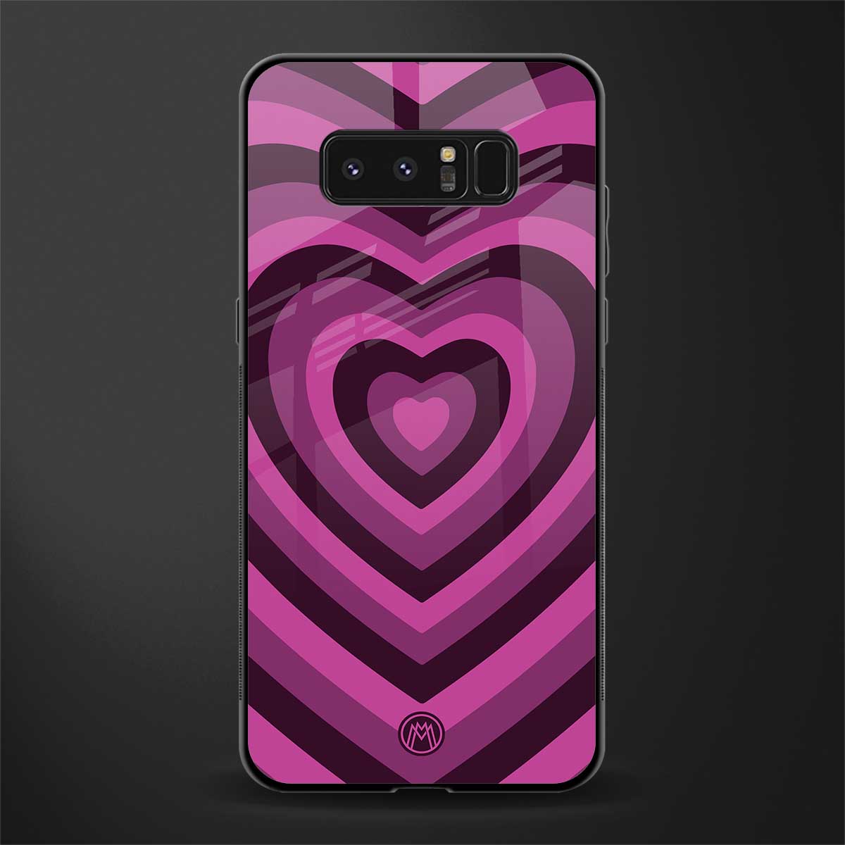 y2k burgundy hearts aesthetic glass case for samsung galaxy note 8 image