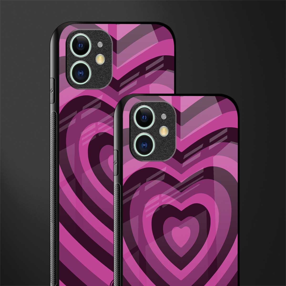 y2k burgundy hearts aesthetic glass case for iphone 12 image-2