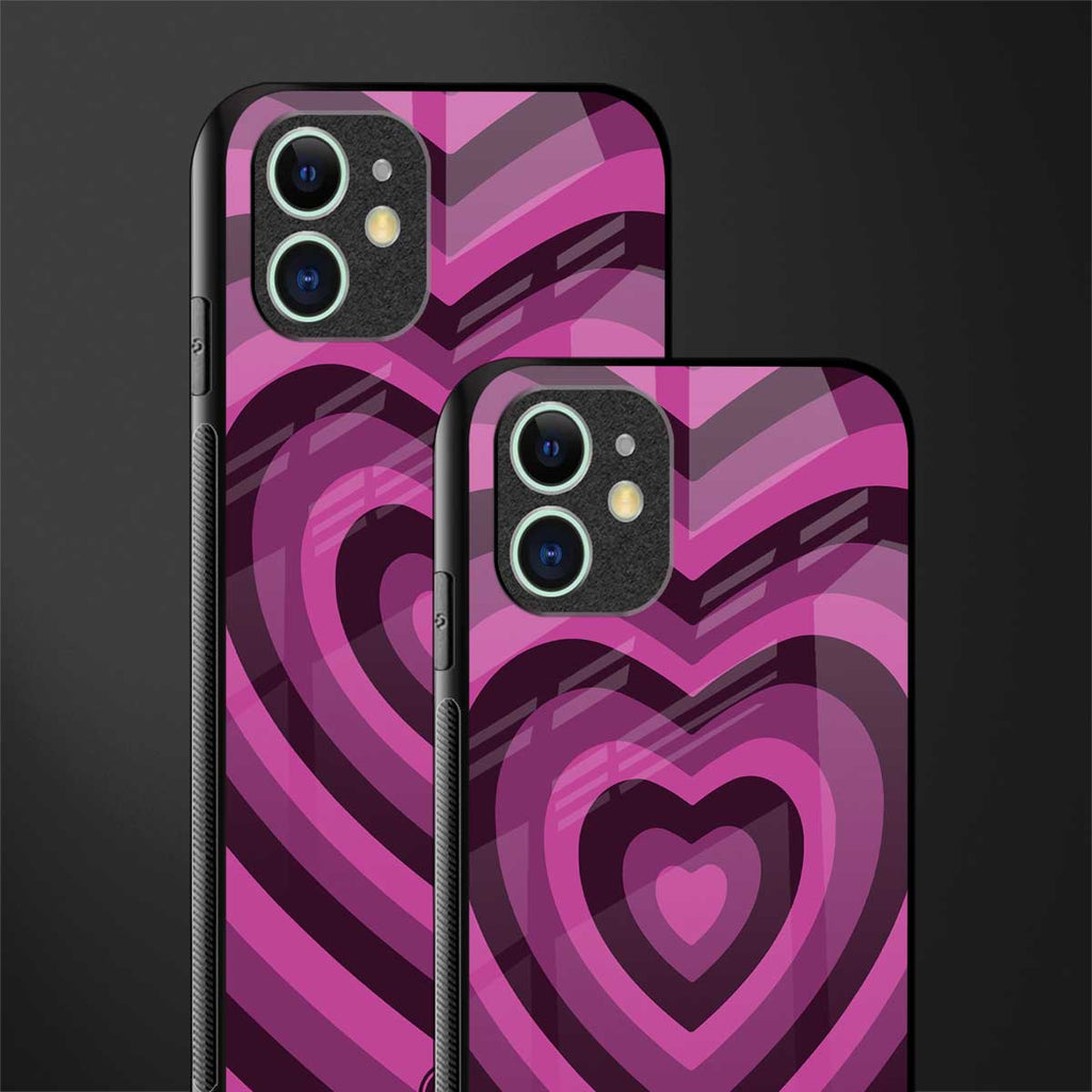 y2k burgundy hearts aesthetic glass case for iphone 12 mini image-2