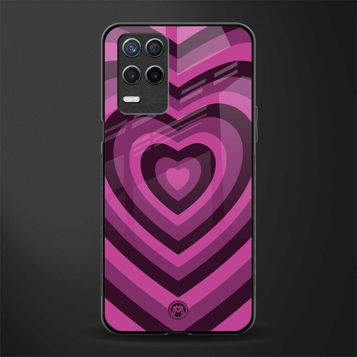 y2k burgundy hearts aesthetic glass case for realme 8 5g image