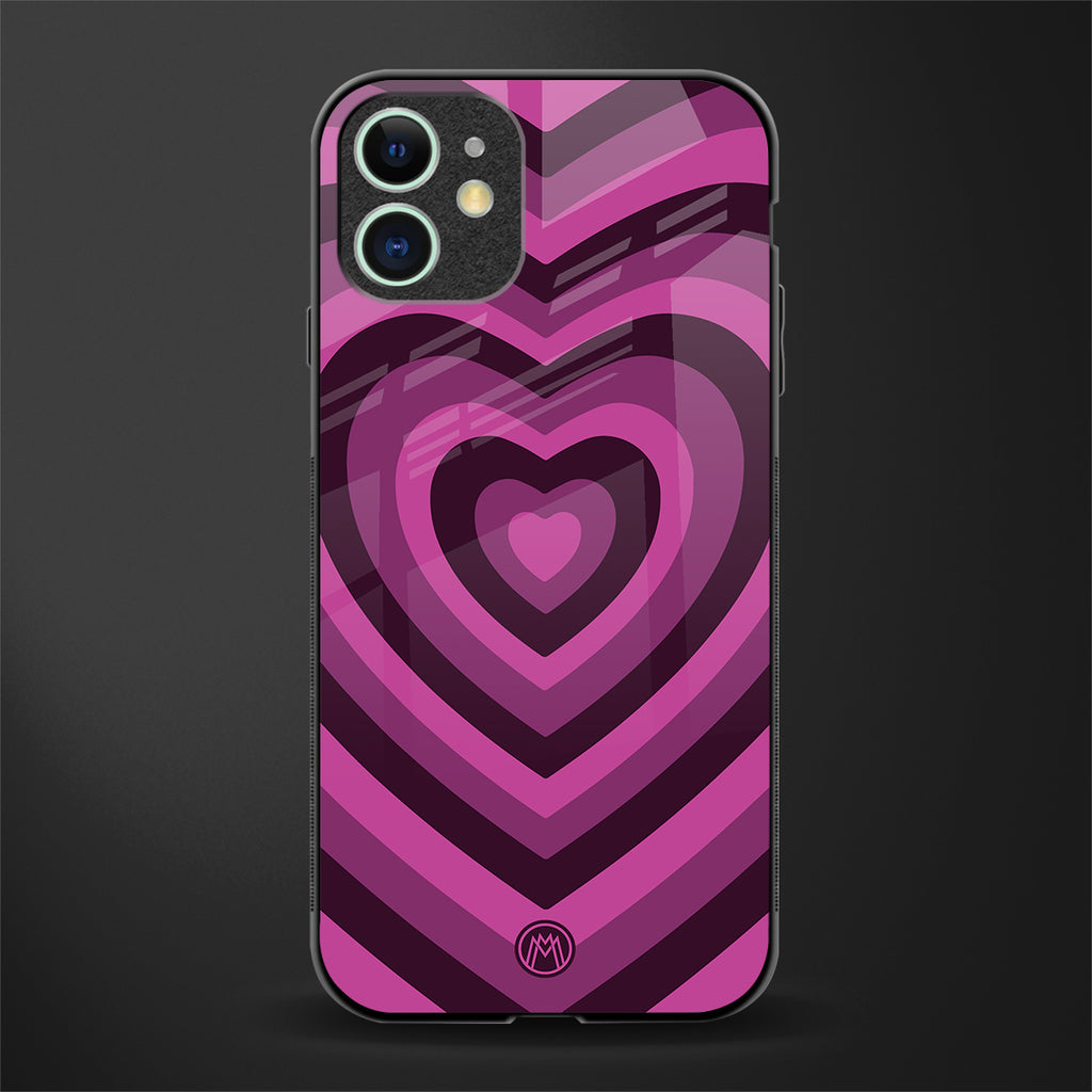 y2k burgundy hearts aesthetic glass case for iphone 12 mini image