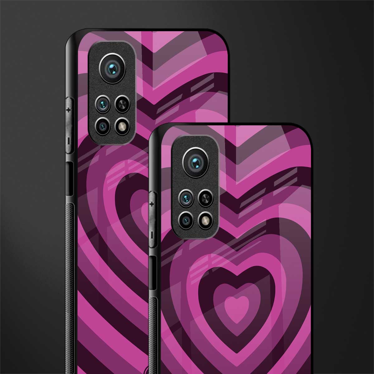 y2k burgundy hearts aesthetic glass case for mi 10t 5g image-2
