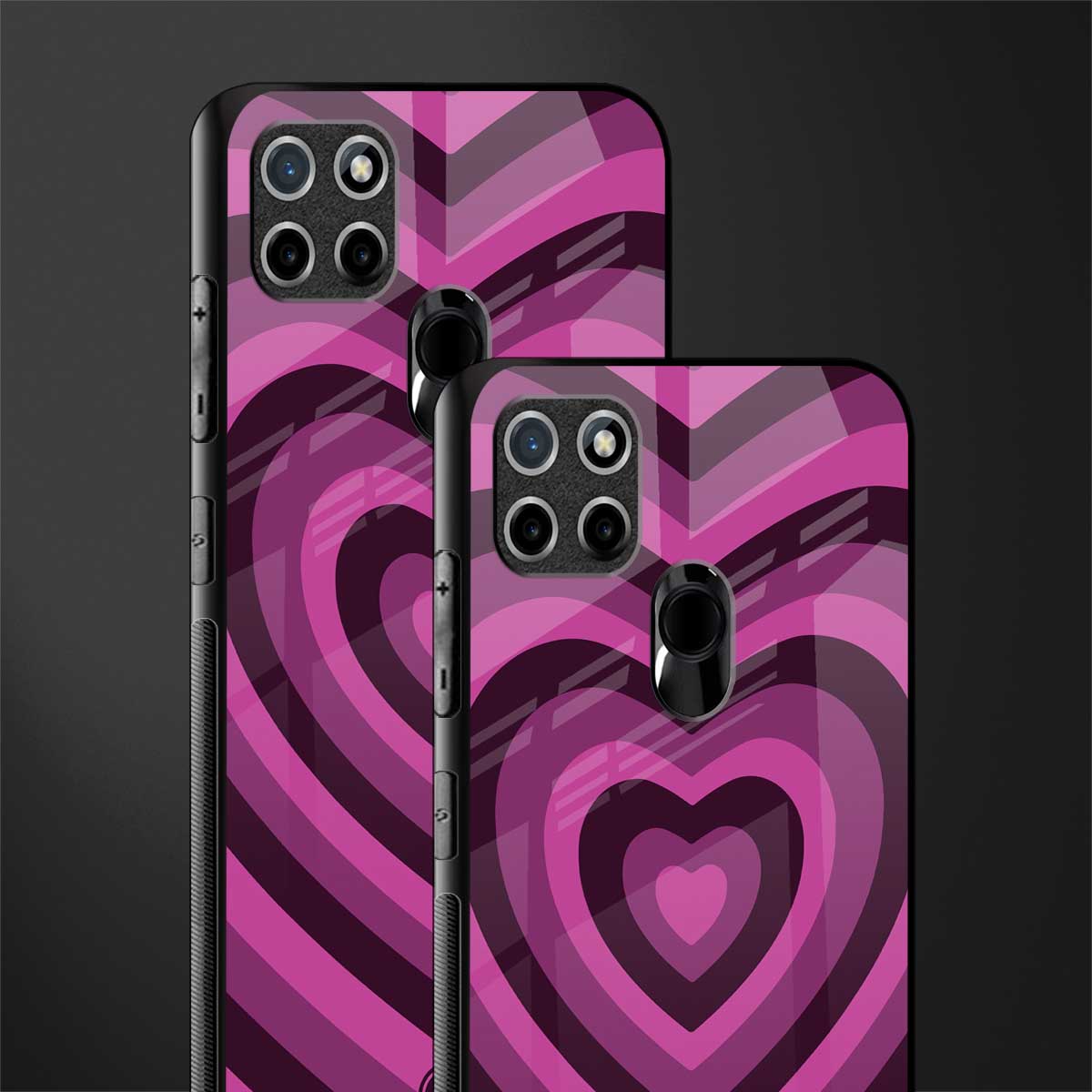 y2k burgundy hearts aesthetic glass case for realme c21y image-2