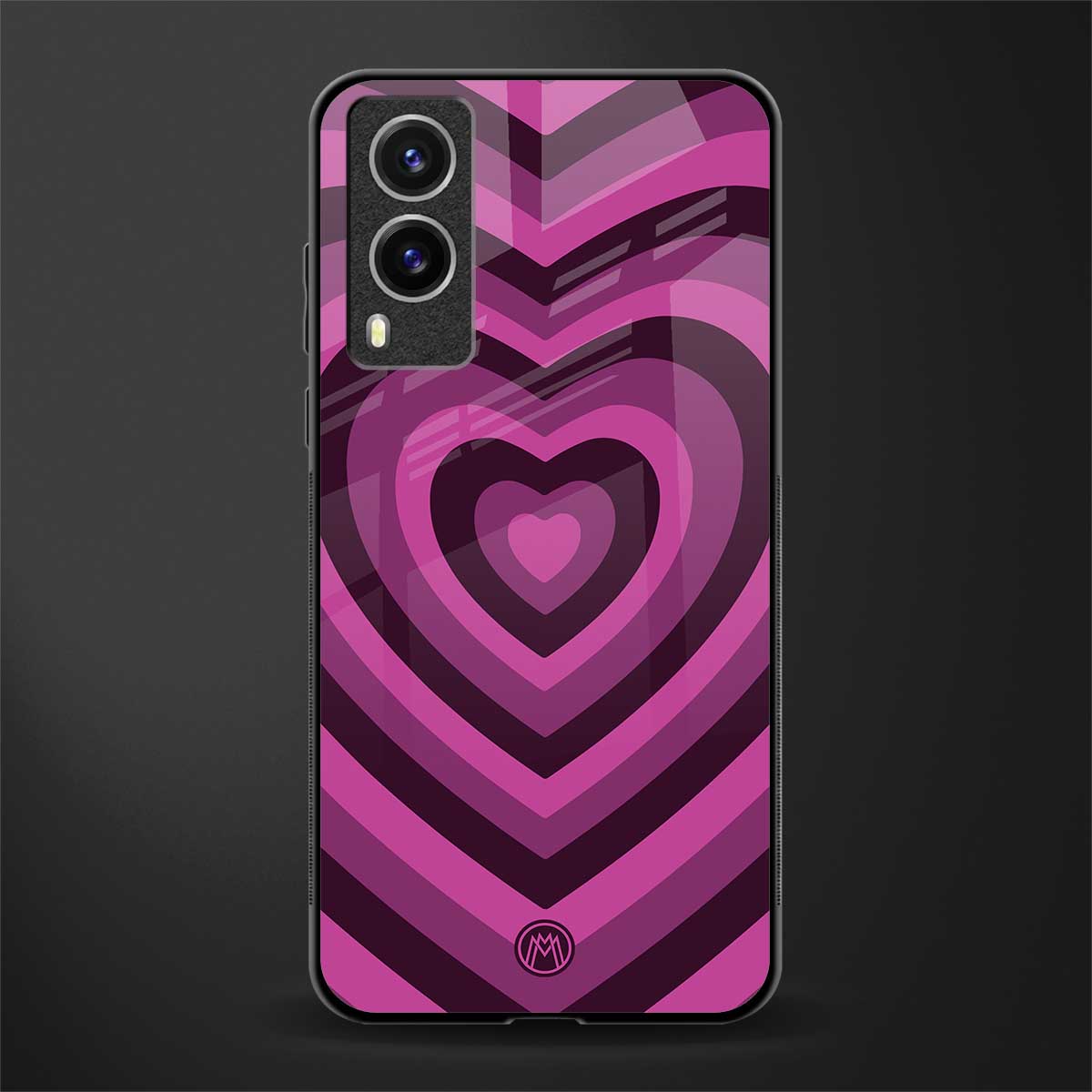 y2k burgundy hearts aesthetic glass case for vivo v21e 5g image