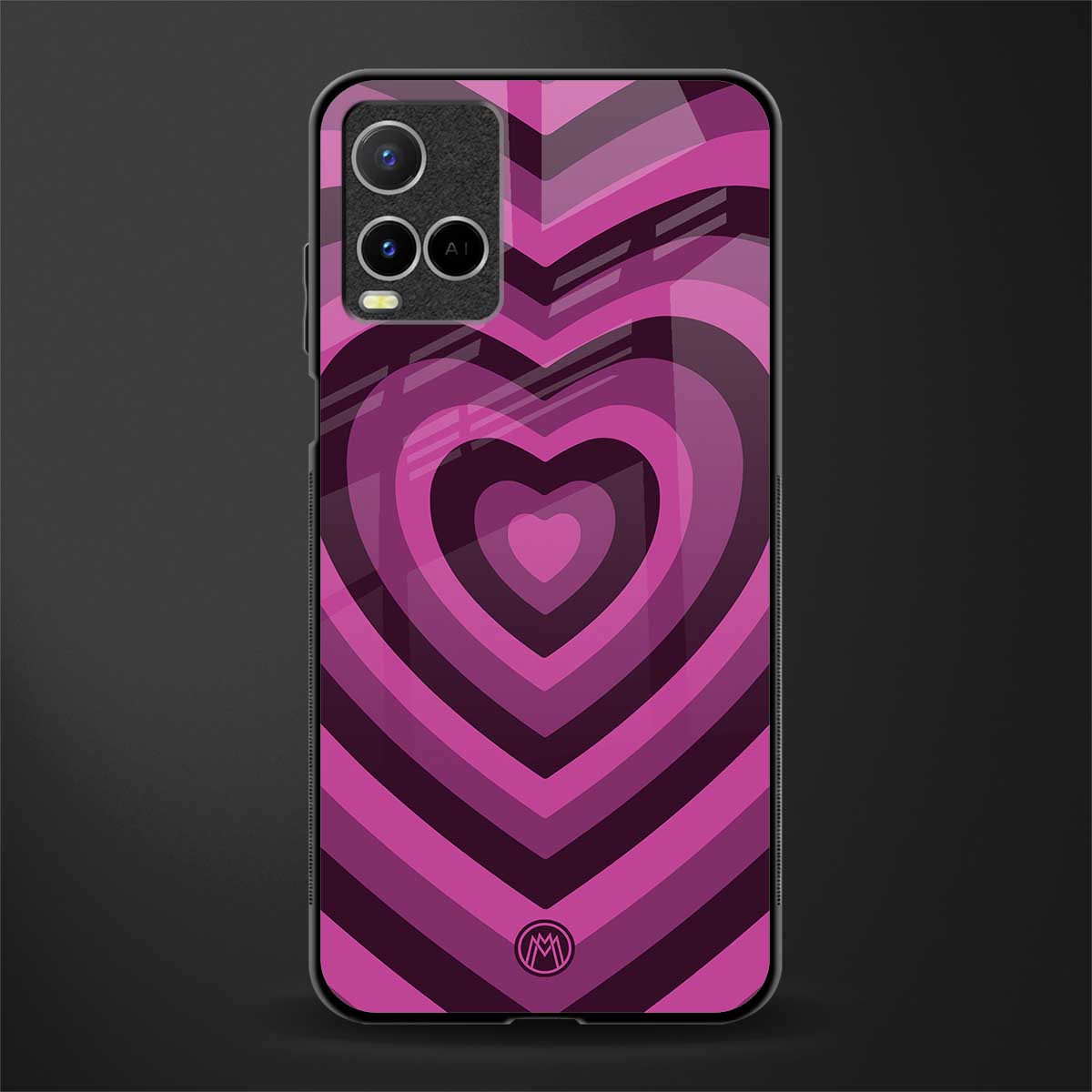 y2k burgundy hearts aesthetic glass case for vivo y21s image