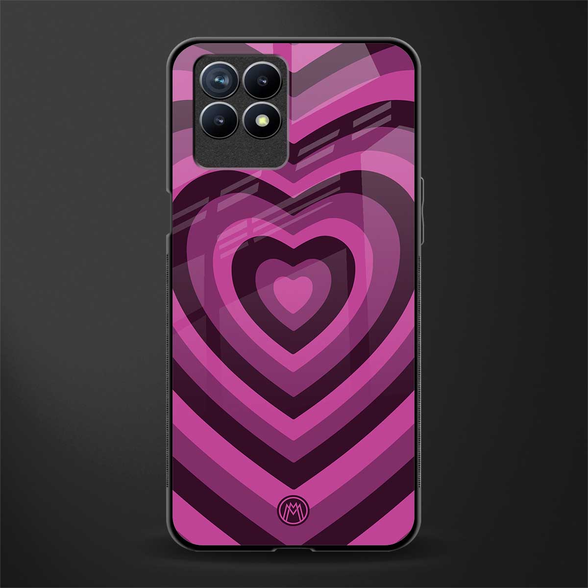 y2k burgundy hearts aesthetic glass case for realme 8i image