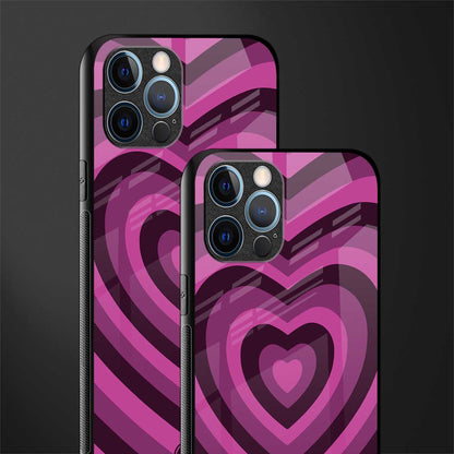 y2k burgundy hearts aesthetic glass case for iphone 12 pro max image-2