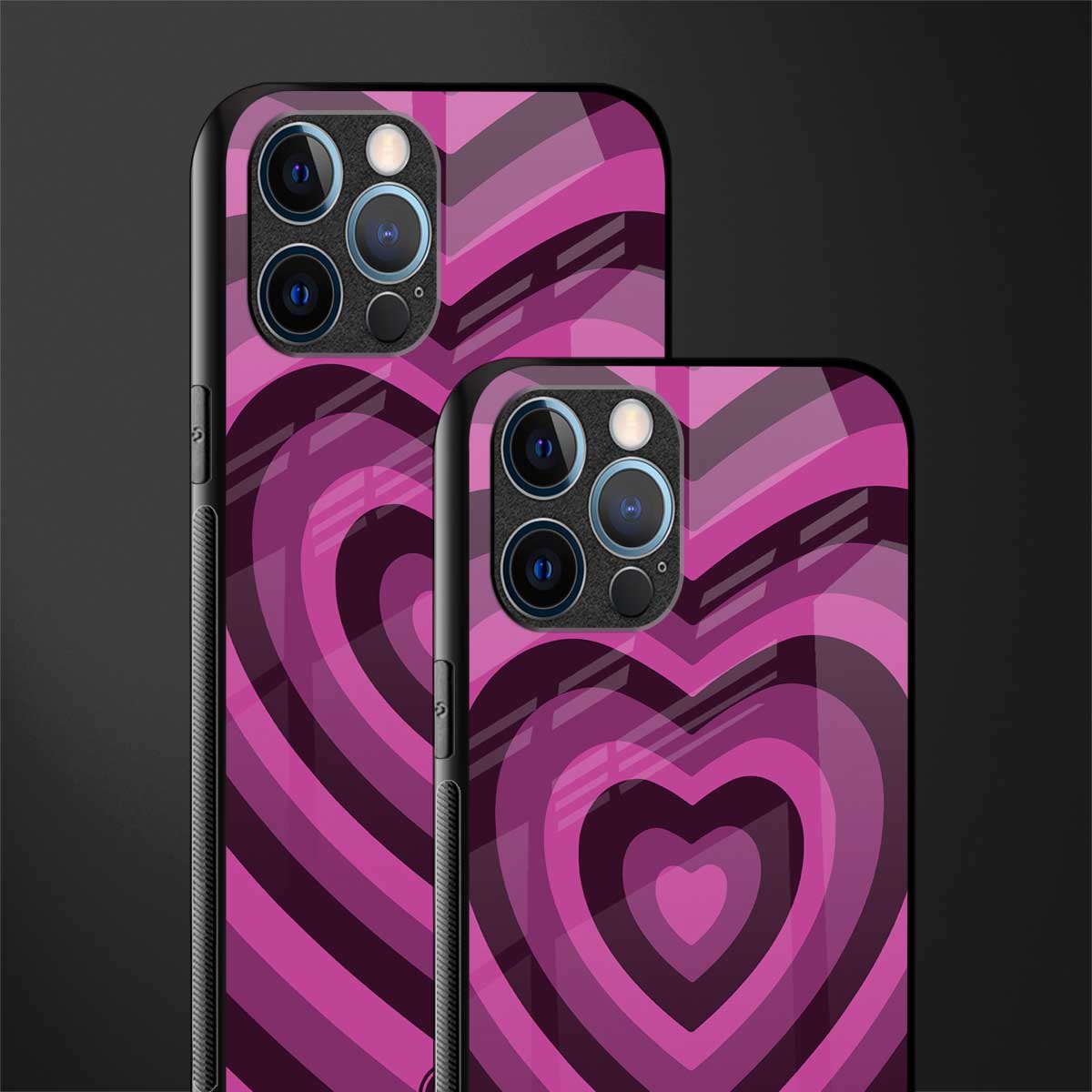 y2k burgundy hearts aesthetic glass case for iphone 14 pro max image-2