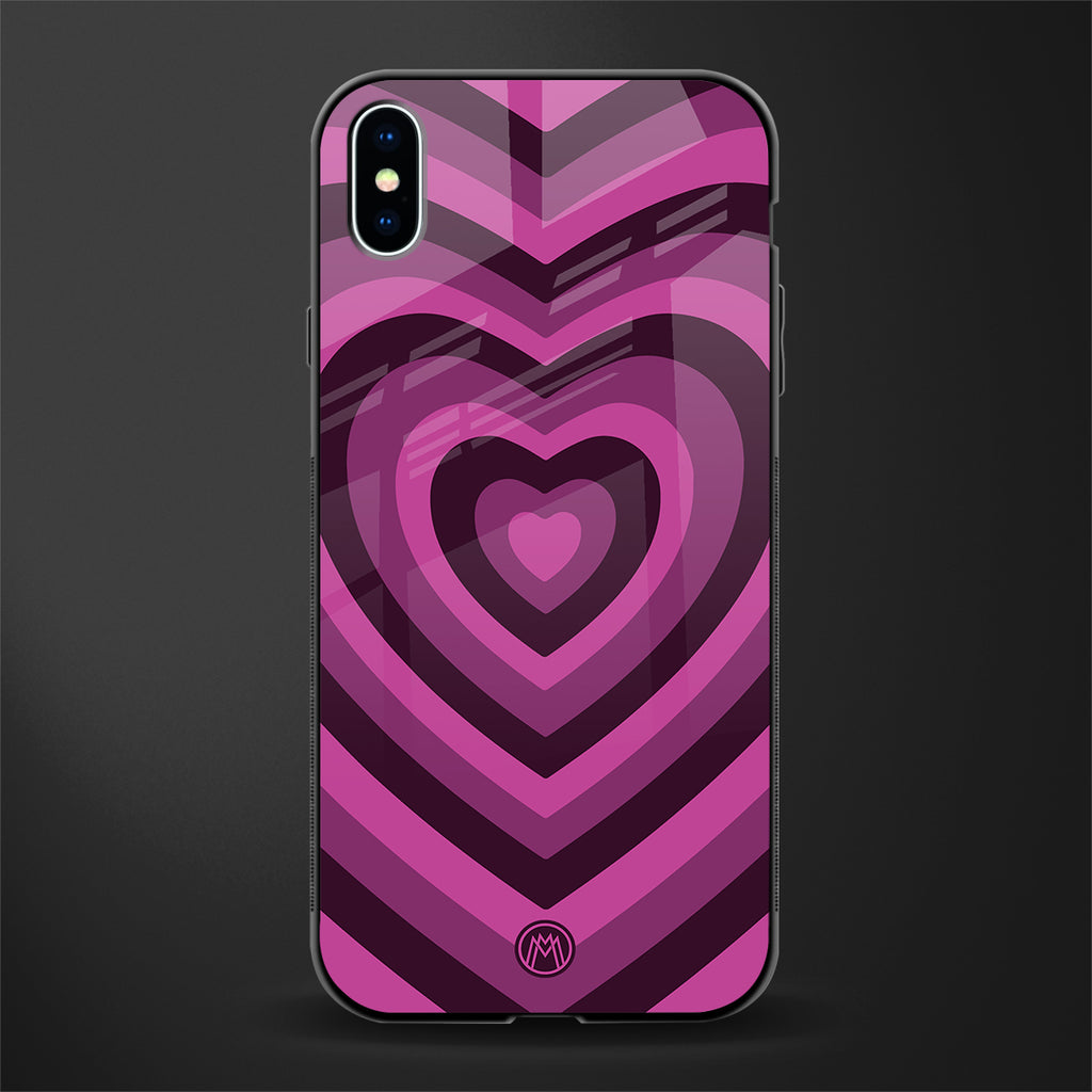 y2k burgundy hearts aesthetic glass case for iphone xs max image