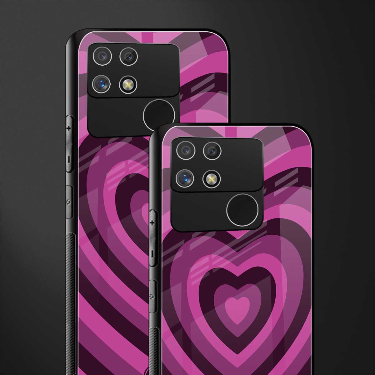 y2k burgundy hearts aesthetic back phone cover | glass case for realme narzo 50a