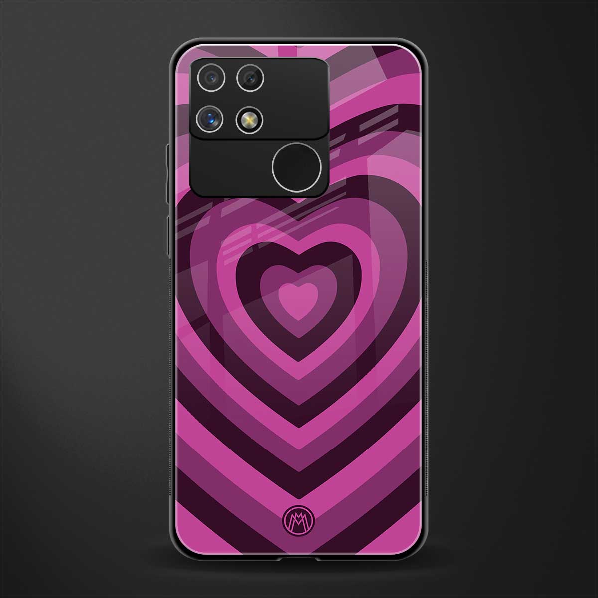y2k burgundy hearts aesthetic back phone cover | glass case for realme narzo 50a
