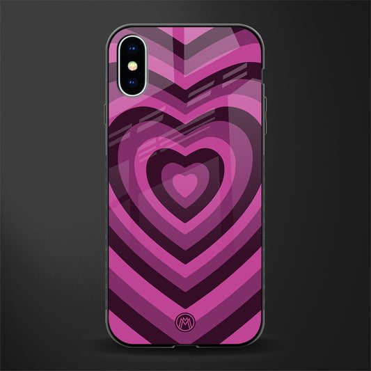 y2k burgundy hearts aesthetic glass case for iphone xs image