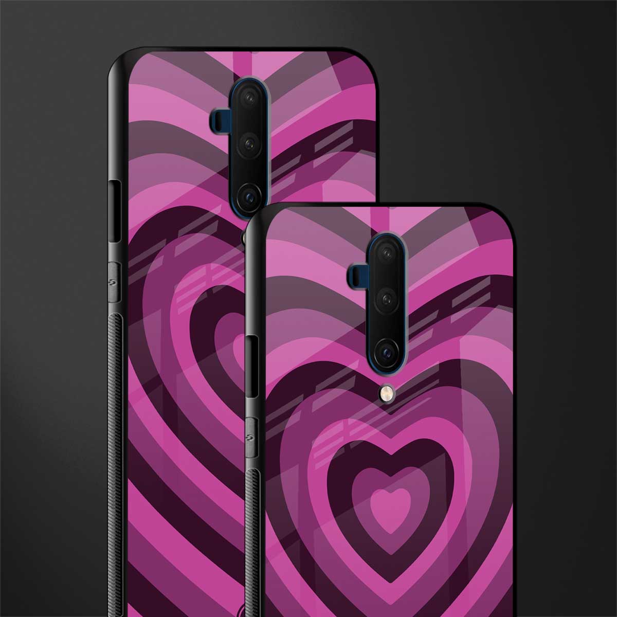 y2k burgundy hearts aesthetic glass case for oneplus 7t pro image-2