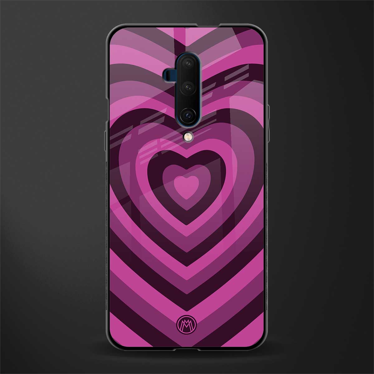 y2k burgundy hearts aesthetic glass case for oneplus 7t pro image