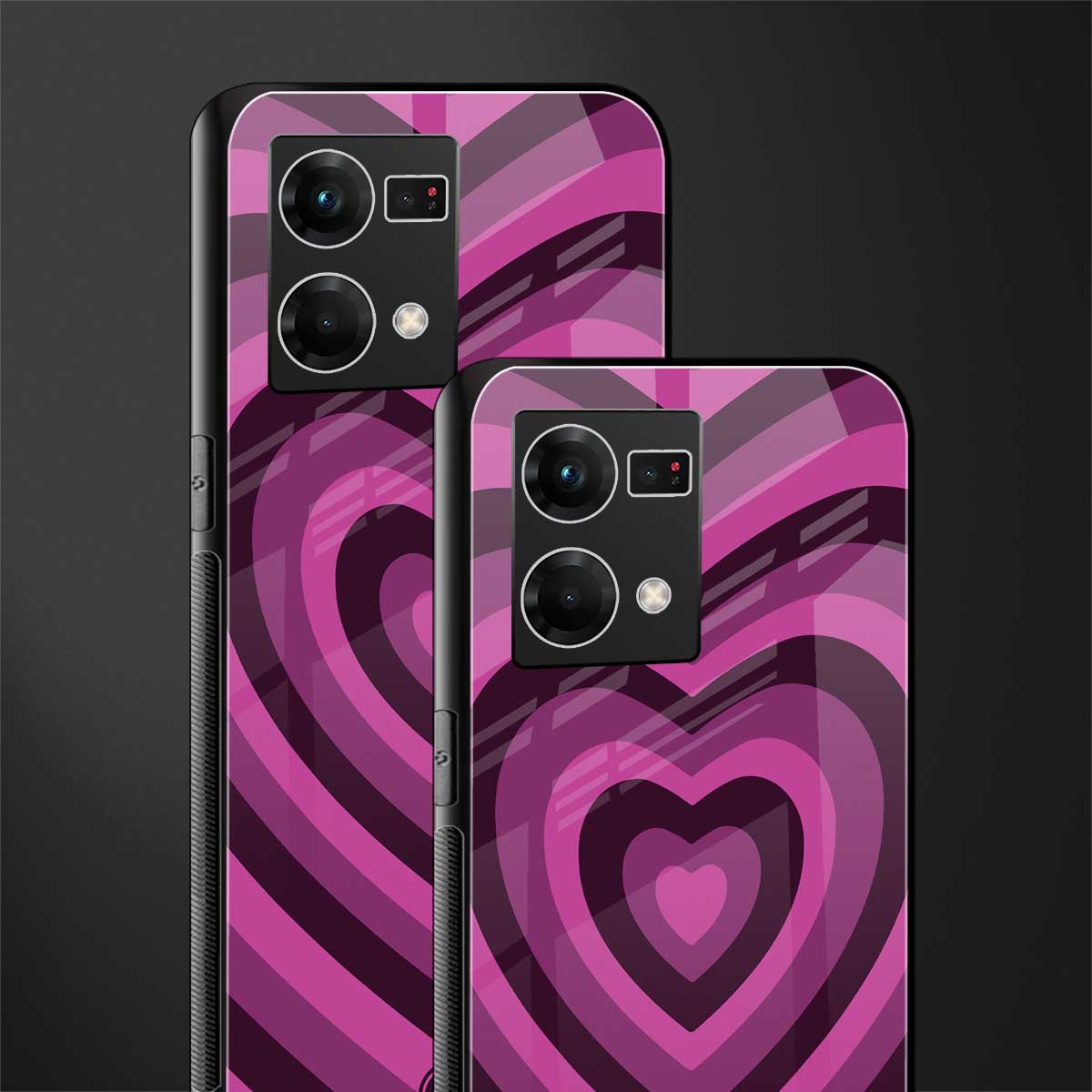 y2k burgundy hearts aesthetic back phone cover | glass case for oppo f21 pro 4g
