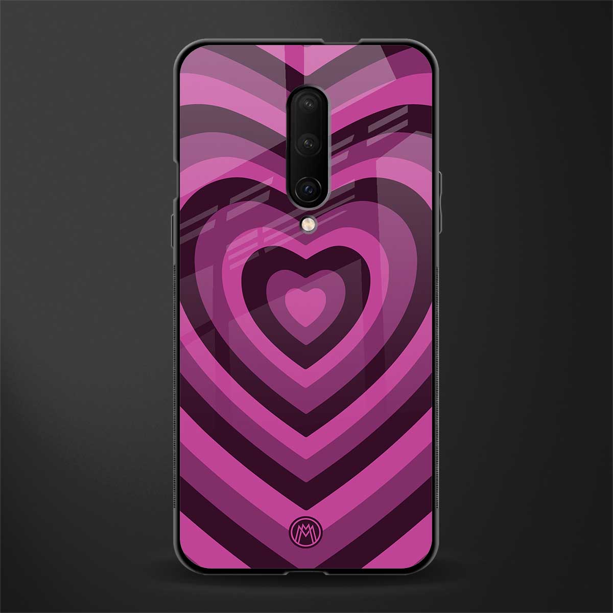 y2k burgundy hearts aesthetic glass case for oneplus 7 pro image