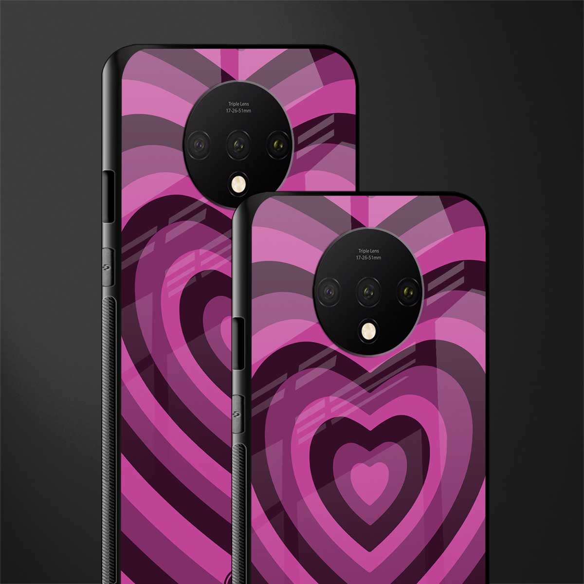 y2k burgundy hearts aesthetic glass case for oneplus 7t image-2