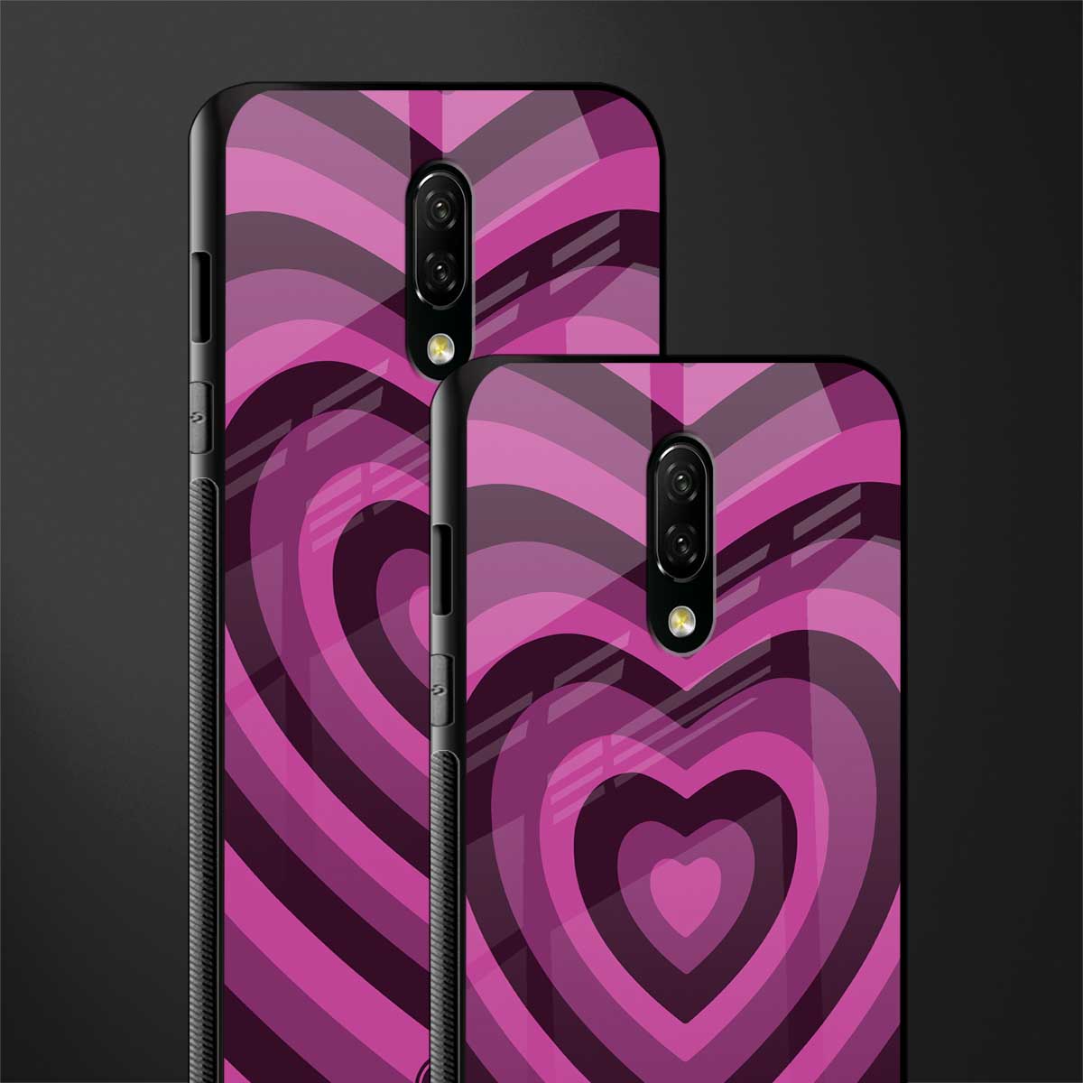 y2k burgundy hearts aesthetic glass case for oneplus 7 image-2