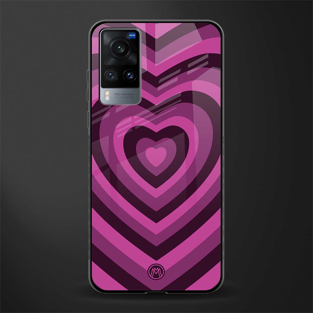 y2k burgundy hearts aesthetic glass case for vivo x60 image