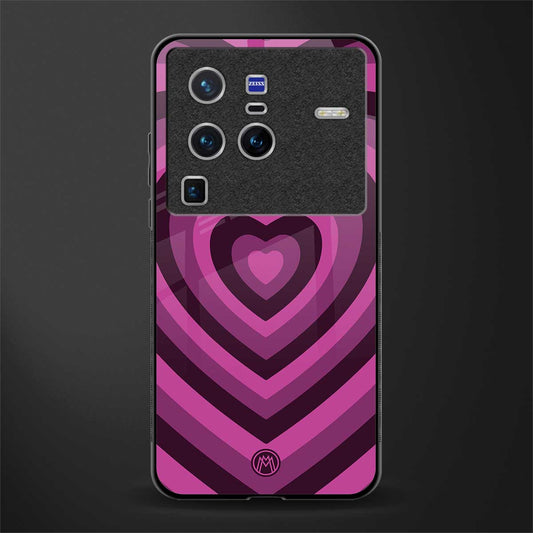 y2k burgundy hearts aesthetic glass case for vivo x80 pro 5g image