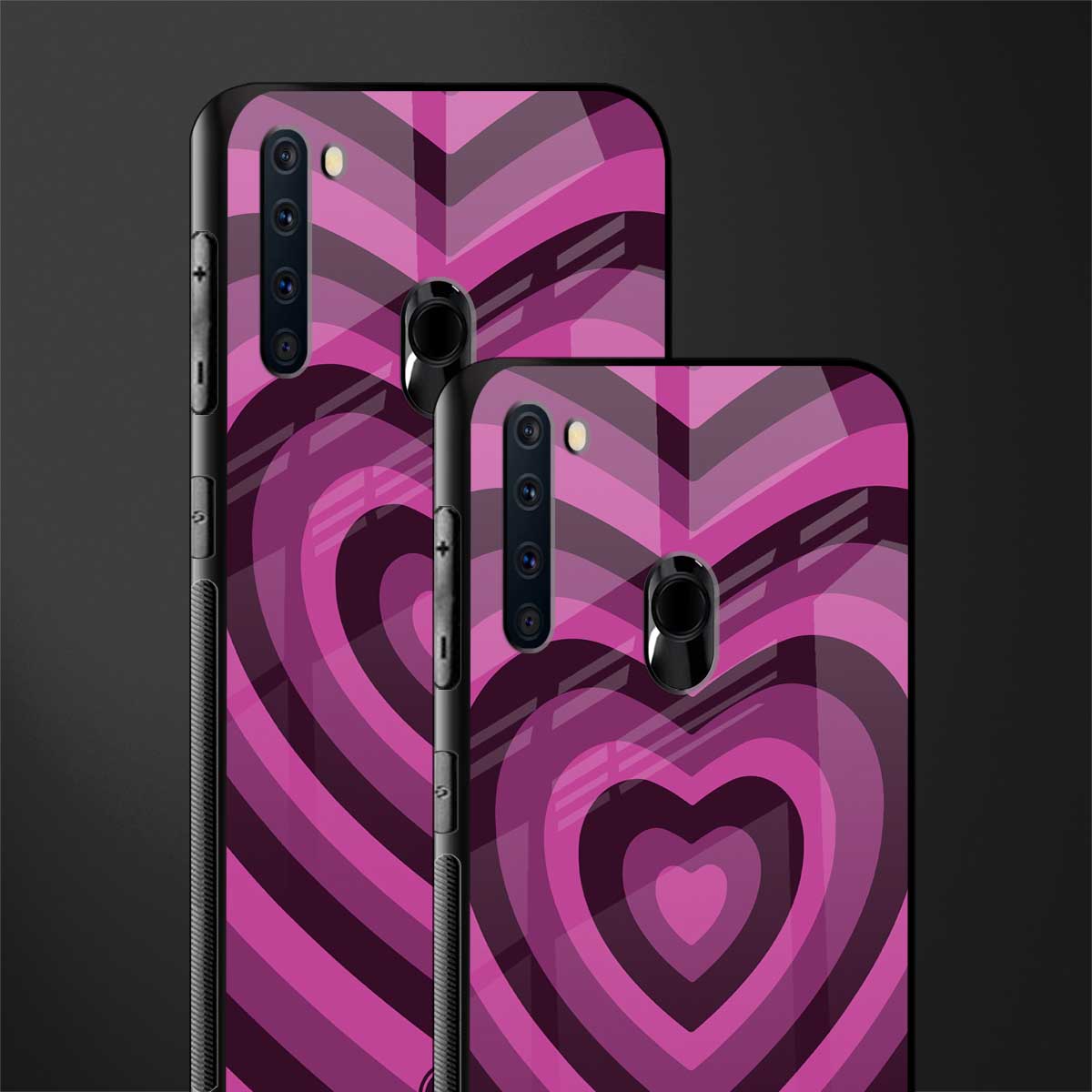 y2k burgundy hearts aesthetic glass case for samsung a21 image-2