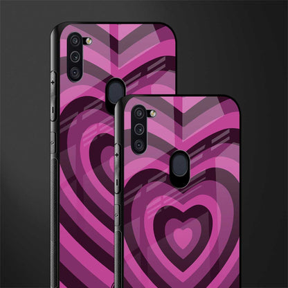y2k burgundy hearts aesthetic glass case for samsung a11 image-2