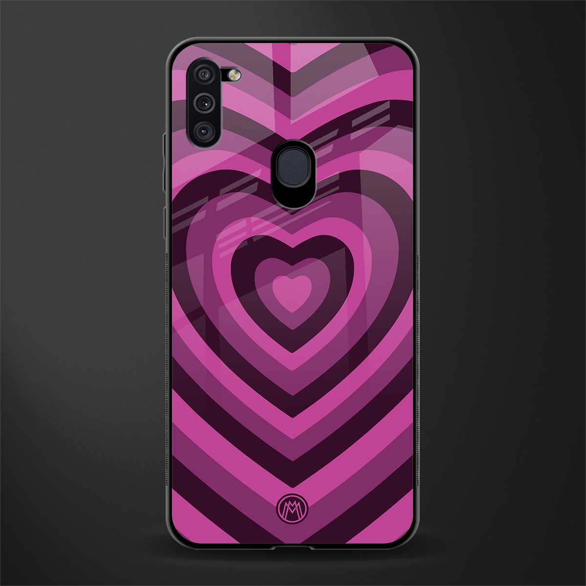 y2k burgundy hearts aesthetic glass case for samsung a11 image