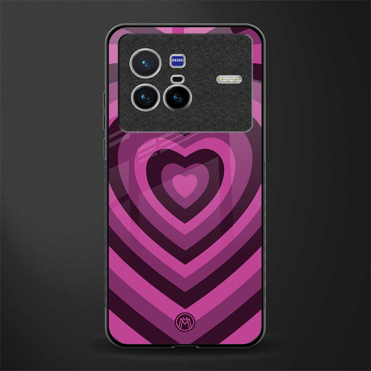 y2k burgundy hearts aesthetic glass case for vivo x80 image