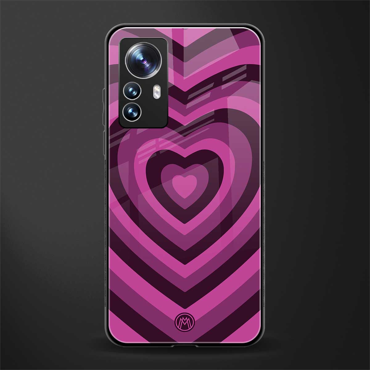 y2k burgundy hearts aesthetic back phone cover | glass case for xiaomi 12 pro