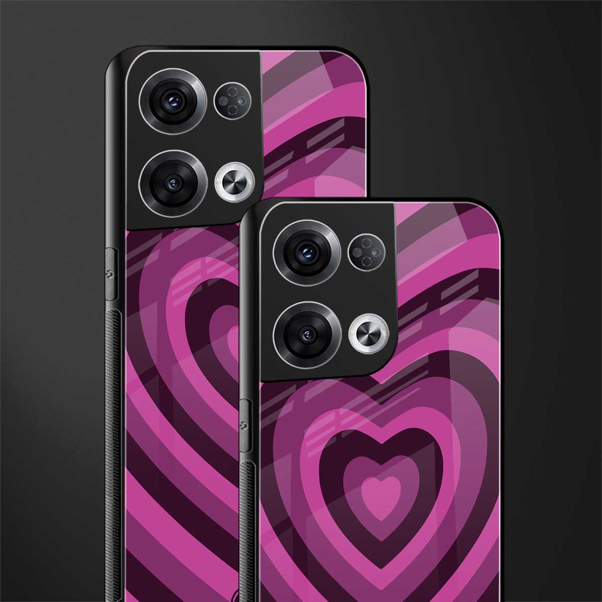 y2k burgundy hearts aesthetic back phone cover | glass case for oppo reno 8