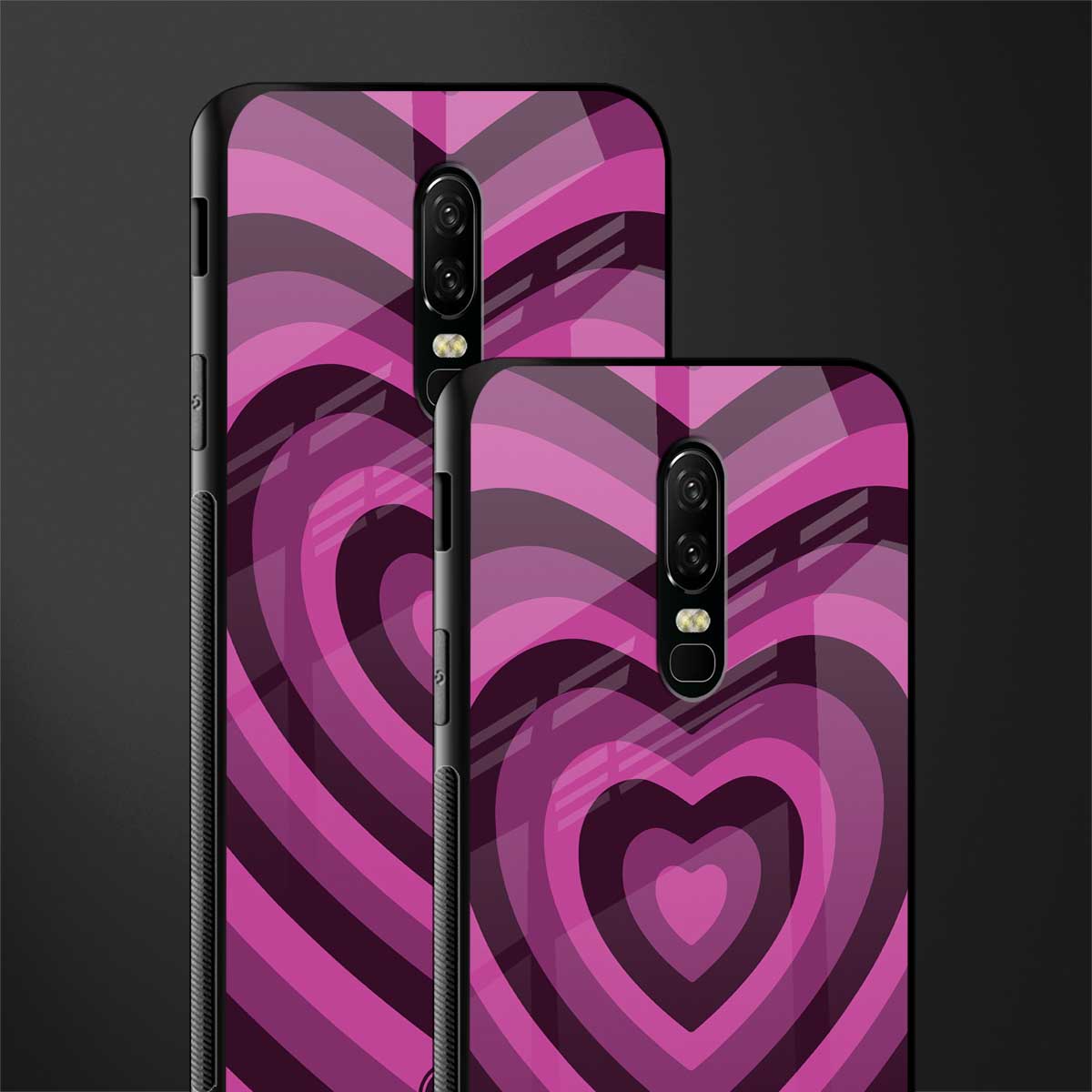 y2k burgundy hearts aesthetic glass case for oneplus 6 image-2