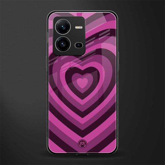 y2k burgundy hearts aesthetic back phone cover | glass case for vivo v25-5g