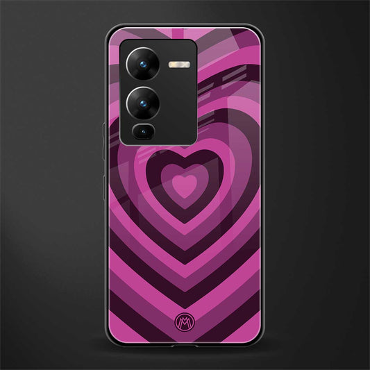y2k burgundy hearts aesthetic back phone cover | glass case for vivo v25 pro 5g