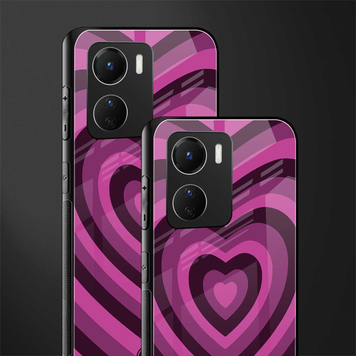 y2k burgundy hearts aesthetic back phone cover | glass case for vivo y16