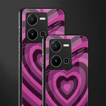 y2k burgundy hearts aesthetic back phone cover | glass case for vivo y35 4g