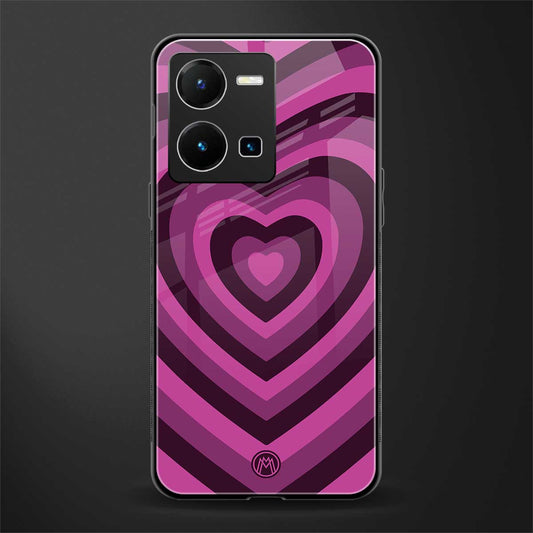 y2k burgundy hearts aesthetic back phone cover | glass case for vivo y35 4g