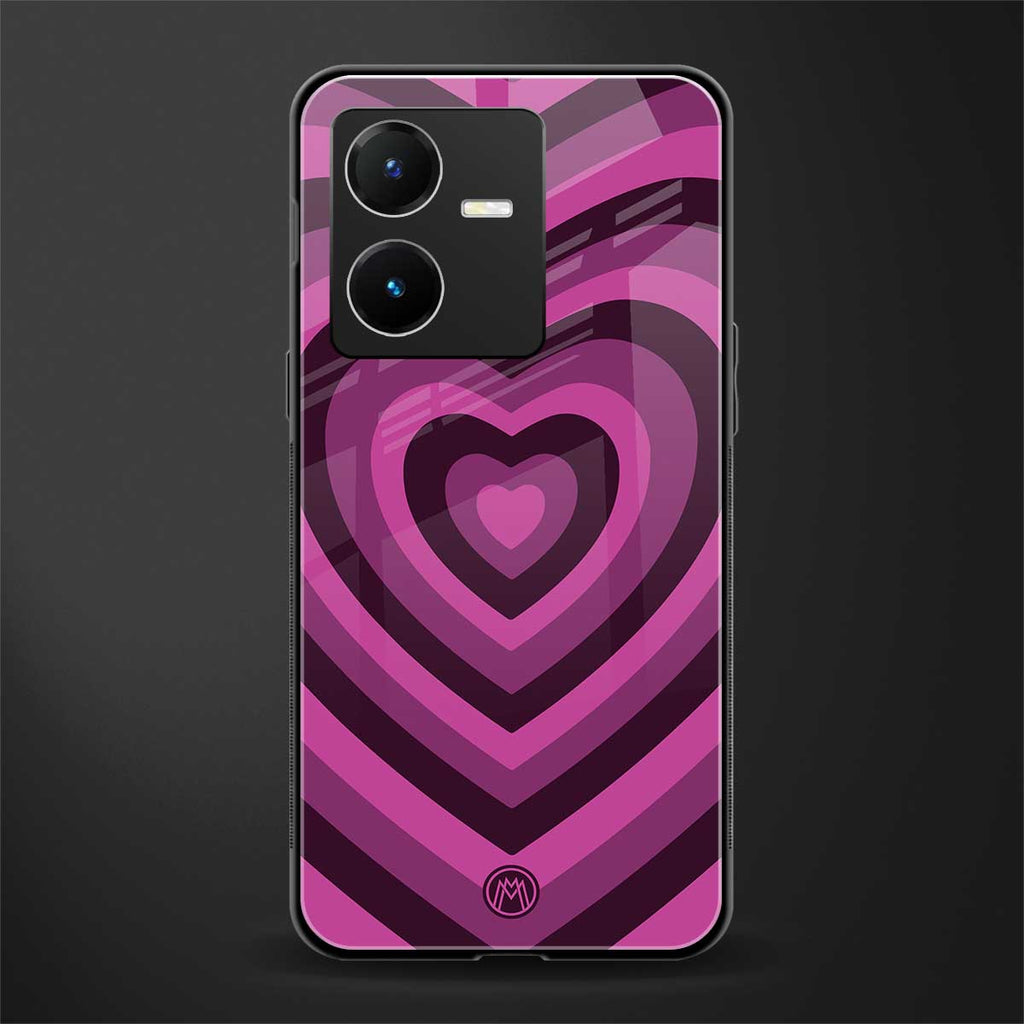 y2k burgundy hearts aesthetic back phone cover | glass case for vivo y22