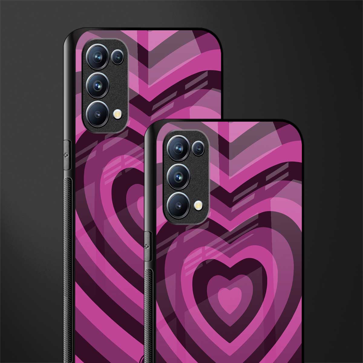 y2k burgundy hearts aesthetic back phone cover | glass case for oppo reno 5