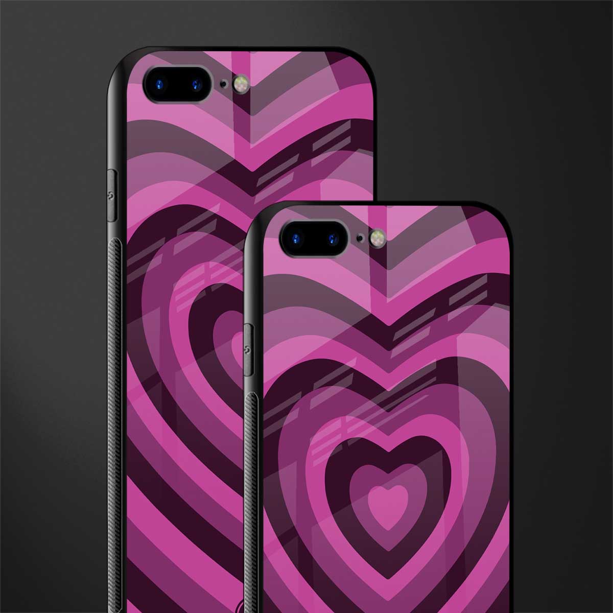 y2k burgundy hearts aesthetic glass case for iphone 7 plus image-2