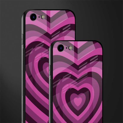 y2k burgundy hearts aesthetic glass case for iphone 7 image-2