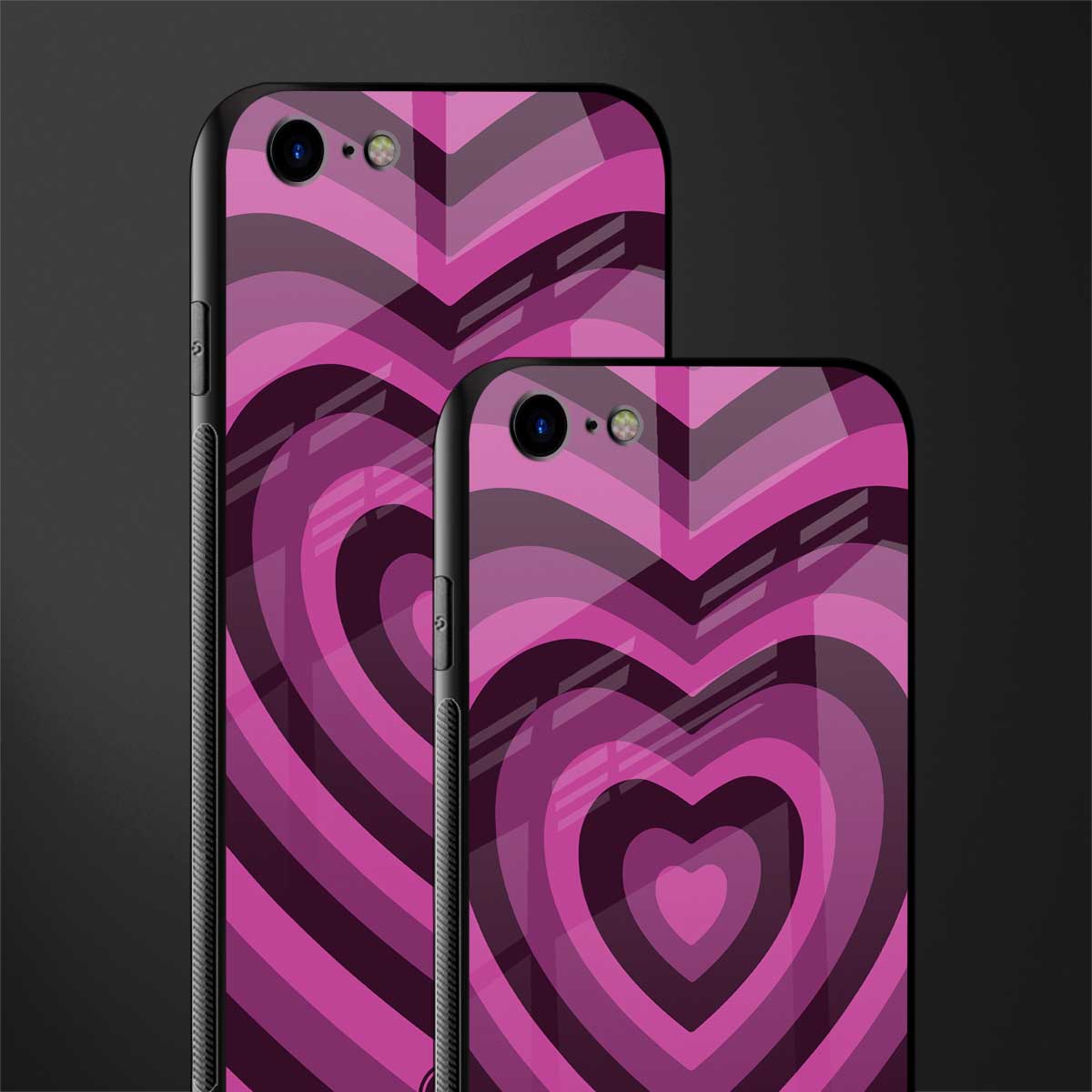 y2k burgundy hearts aesthetic glass case for iphone 8 image-2