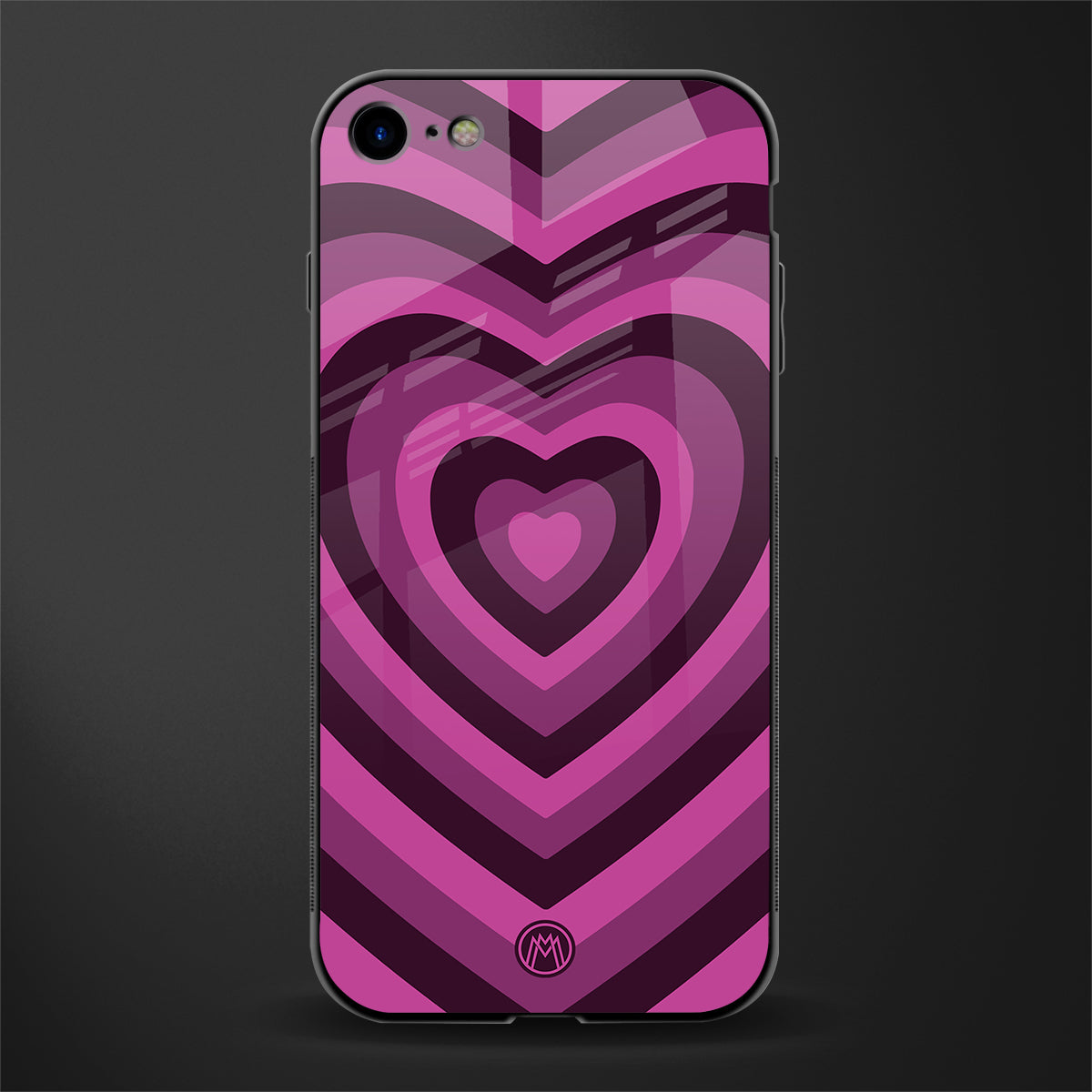 y2k burgundy hearts aesthetic glass case for iphone 7 image