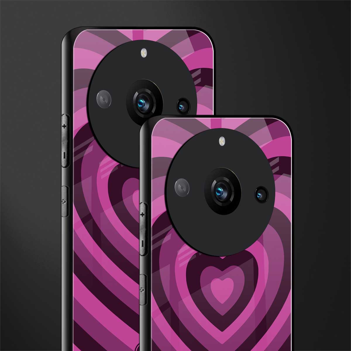 y2k burgundy hearts aesthetic back phone cover | glass case for realme 11 pro 5g