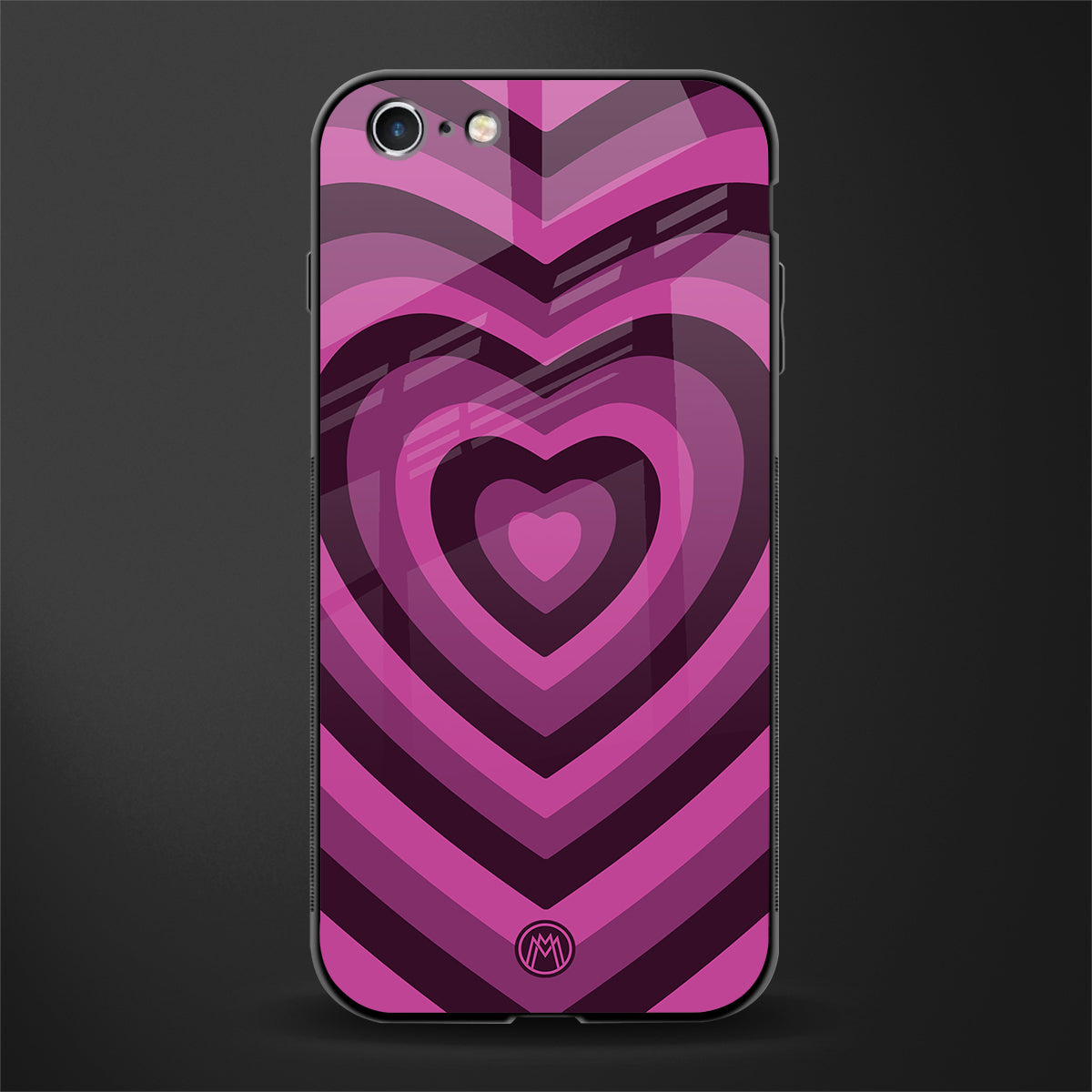 y2k burgundy hearts aesthetic glass case for iphone 6 plus image