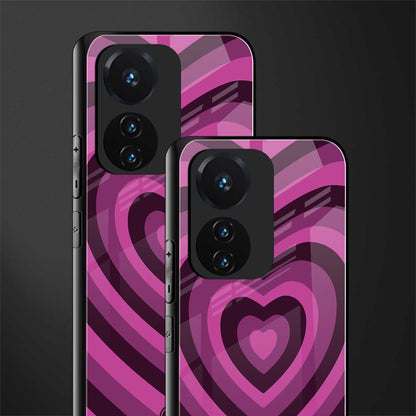 y2k burgundy hearts aesthetic back phone cover | glass case for vivo t1 44w 4g