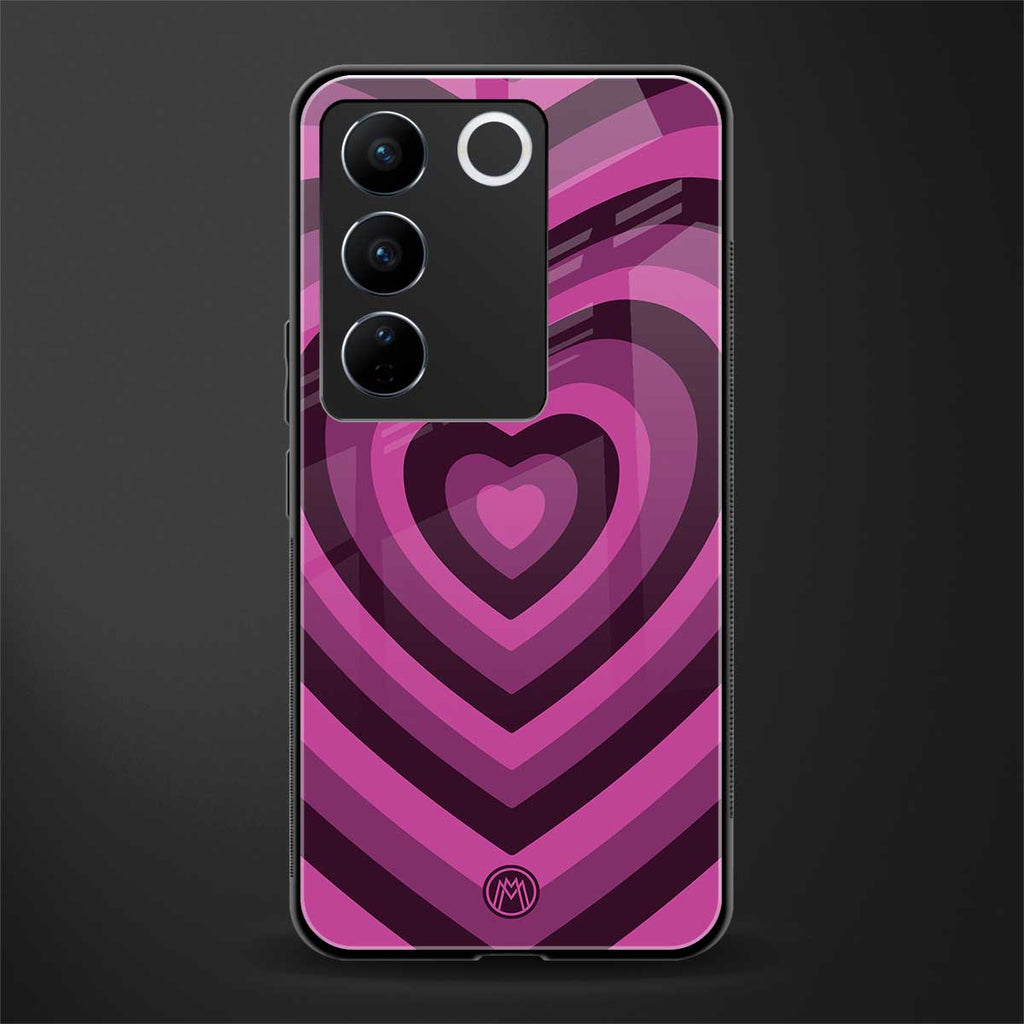 y2k burgundy hearts aesthetic back phone cover | glass case for vivo v27 pro 5g